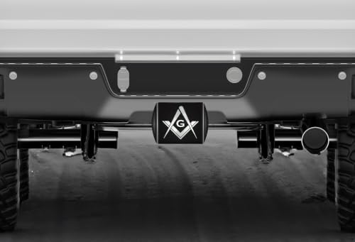 Masonic Chrome 3D Logo Matte Black Trailer Hitch Cover - Image 3