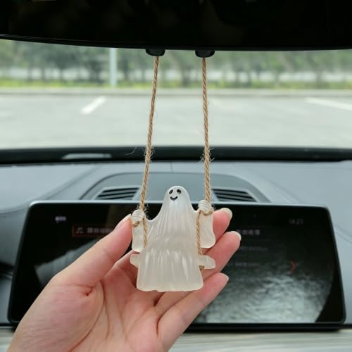 YGMONER Swinging Ghost Car Rearview Mirror Hanging Ornament, Luminous Pendant - Image 7