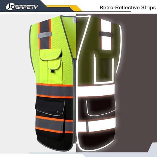 JKSafety Safety Vest for Men Women Reflective Hi Vis JK100 YBlack L - Image 4