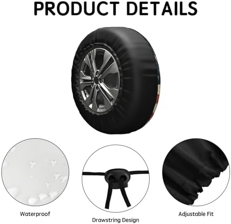 American Flag Spare Tire Cover Brown Bald Eagle Wheel Covers 16 Inch - Image 4
