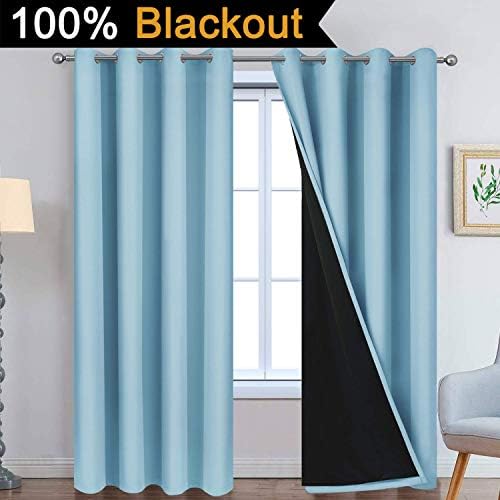 Yakamok Sky Blue 100% Blackout Curtains 84 Inches Long 52" Wide 2 Panel - Image 2