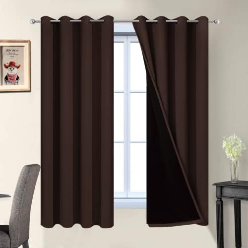 Yakamok Chocolate Brown Blackout Curtains 63 Inches Long 52" Wide, 2 Panels by Yakamok