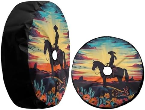 Delerain Cowgirl Riding Horse Spare Tire Cover - Image 3