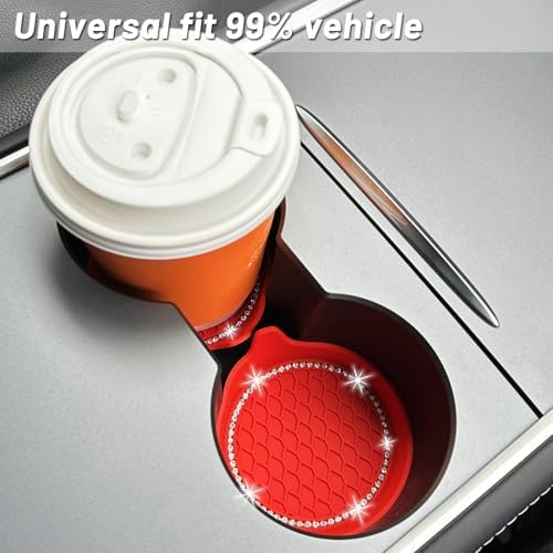 NBTEPEM 4pcs Bling Car Cup Holder Coaster, 2.75 inch Anti-Slip Shockproof - Image 4