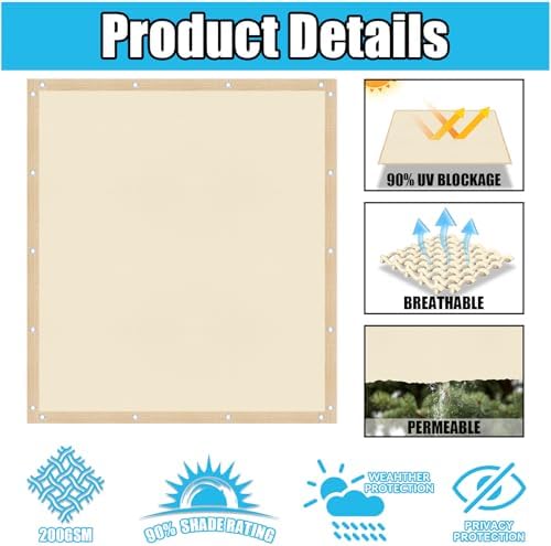 Amagenix 90% Pergola Shade Cover 5' X 11' Sun Shade Cloth - Image 3