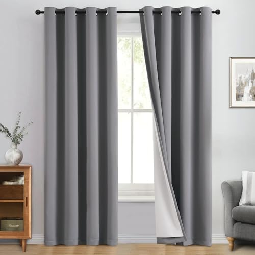 Yakamok Grey 100% Blackout Curtain Panels 96 inches, 2 Panels by Yakamok