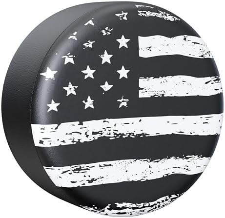 Moonet 14" American Flag Spare Tire Cover Black-White by Moonet