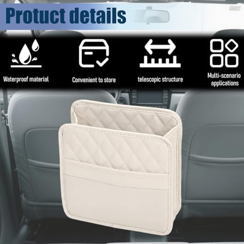 Car Seat Back Organizer, Leather Automotive Backseat Hanging Storage Pocket - Image 3