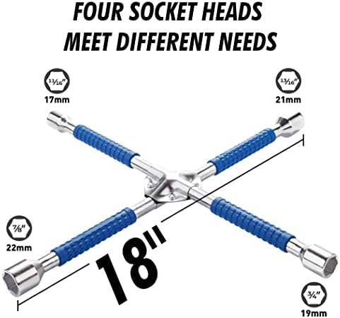 CARTMAN 18 Inch Heavy Duty Non-Slip 4-Way Universal Cross Lug Wrench - Image 2