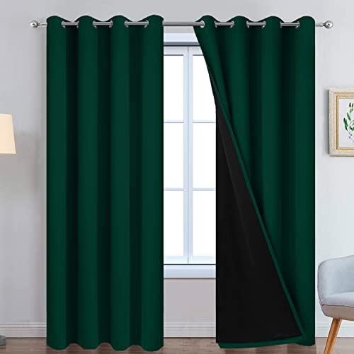 Yakamok Dark Green 100% Blackout Curtains 84 Inches Long 52" Wide 2 Panels by Yakamok