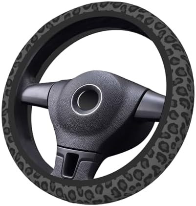Black Leopard Cheetah Steering Wheel Cover - Image 5