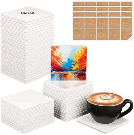 50 Pack 4 x 4 Inch Square Sublimation Ceramic Tiles by IHDYPPEW