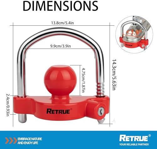 RETRUE Universal Trailer Coupler Lock, Adjustable Hitch Ball Lock - Image 2