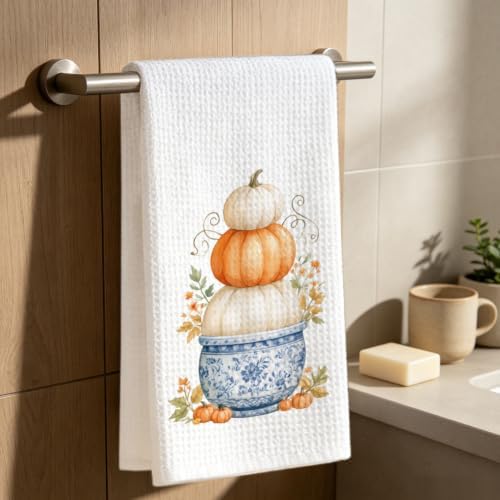 Harvest Pumpkin Kitchen Towel, Chinoiserie Fall Decor Gift Dish Towel - Image 6