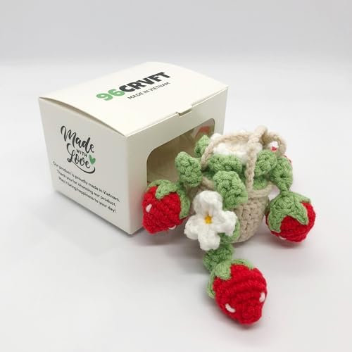 Cute Crochet Daisy Strawberry Hanging Plant - Image 2