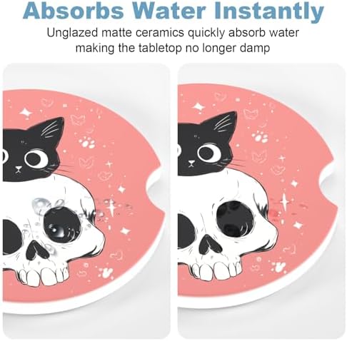 2 Pack Car Cup Holder Coaster, 2.63 inch Anti Slip Insert Absorbent Ceramic Car - Image 6