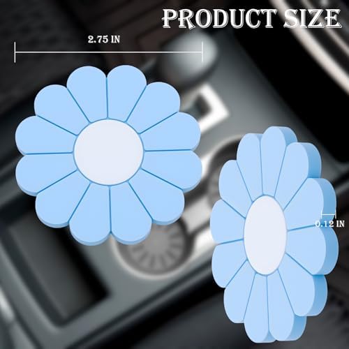 2-Pack Car Cup Holder Coaster Inserts, Daisy Shape, 2.75 Inch Non-Slip Silicone - Image 2