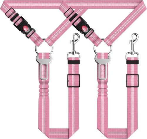 Seyezo Dog Car Seat Belt for Car, 2 Piece Set Retractable Dog Car Harness by Seyezo