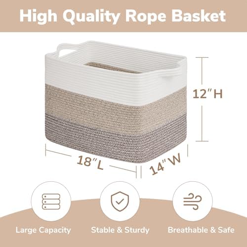 Goodpick 50L Large Woven Storage Basket, Gradient Brown - Image 3