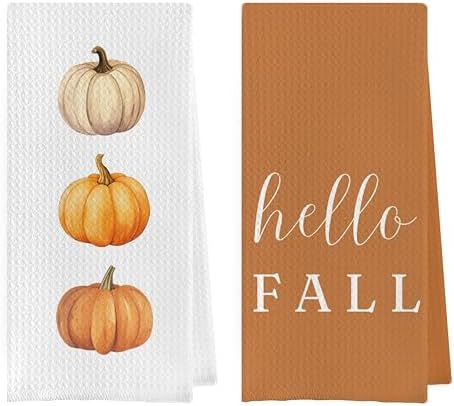 Fall Pumpkin Dish Towels Set by Geqtt