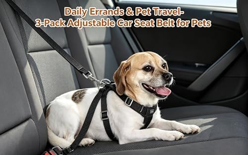 MAGIKON Dog Seat Belt 3-Pack, Adjustable Heavy-Duty Nylon Car Harness - Image 5