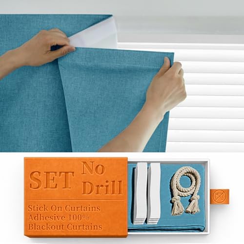 100% Blackout Adhesive Blackout Curtains- Self Stick Shades Window Blinds by Sovtfides