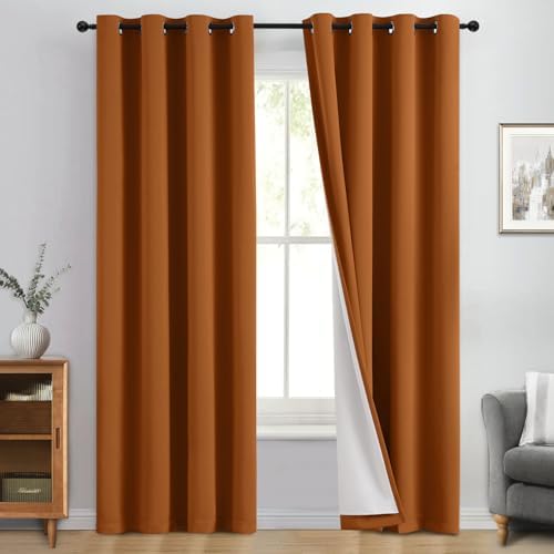 Yakamok Burnt Orange 100% Blackout Curtains 84 Inches Long 50" Wide 2 PCS by Yakamok