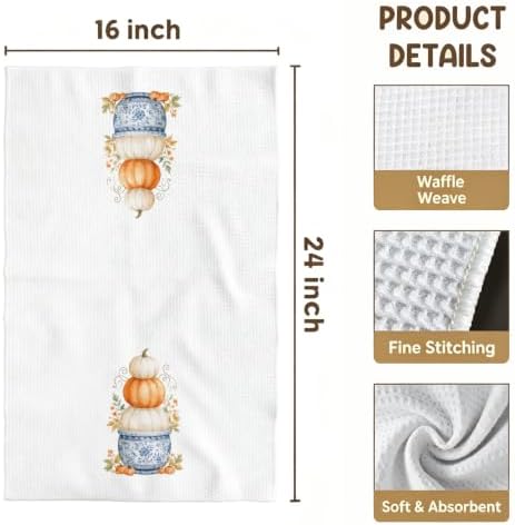 Harvest Pumpkin Kitchen Towel, Chinoiserie Fall Decor Gift Dish Towel - Image 4