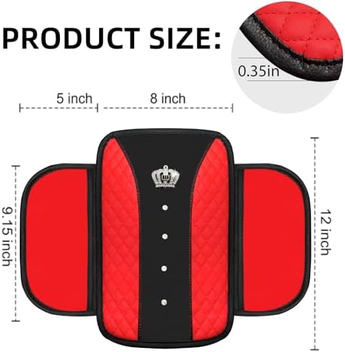 NBTEPEM 10 Pcs Bling Red Car Floor Mats Set, Leather Red Steering Wheel Covers - Image 6
