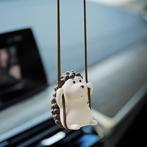 YGMONER Cute Swinging Hedgehog Car Rear View Mirror Hanging Accessories Funny by YGMONER