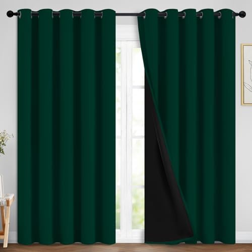 Yakamok Dark Green 100% Blackout Curtains 84 Inches Long 70" Wide 2 Panels by Yakamok
