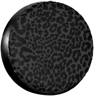 15 Inch Black Leopard Print PVC Leather Spare Tire Cover by FalePrint