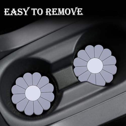 4-Pack Car Cup Holder Coaster Inserts, Daisy Shape, 2.75 Inch Non-Slip Silicone - Image 6