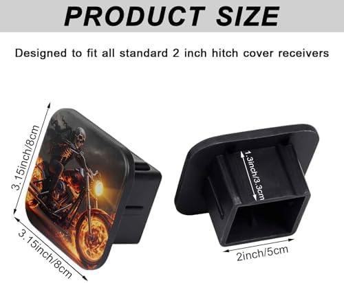 Skull Motorcycle Flames Tow Hitch Covers Heavy Duty Rubber Trailer Hitch Cover - Image 2