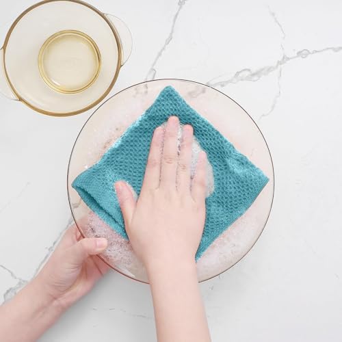 Homaxy 100% Cotton Waffle Weave Kitchen Dish Cloths 24-Pack, Lake Blue - Image 4