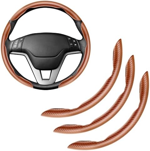 Amiss 3pcs Carbon Fiber Anti-Skid Steering Wheel Cover, Waterproof & Segmented by Amiss