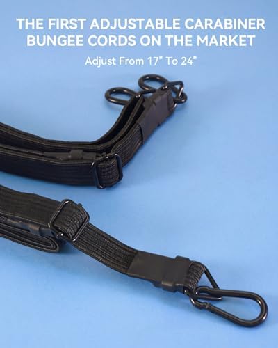 Heavy Duty 24" Flat Adjustable Carabiner Bungee Cords - Image 2