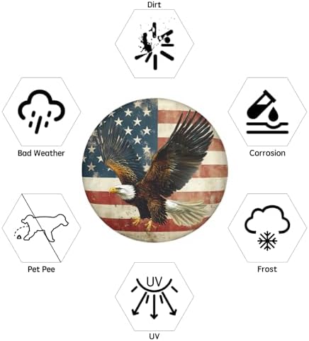 American Flag Spare Tire Cover Brown Bald Eagle Wheel Covers 16 Inch - Image 5