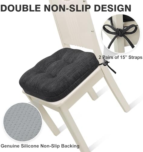 Shinnwa Kitchen Chair Cushions Set of 6, Dual-Layer Memory Foam Dining Chair - Image 5