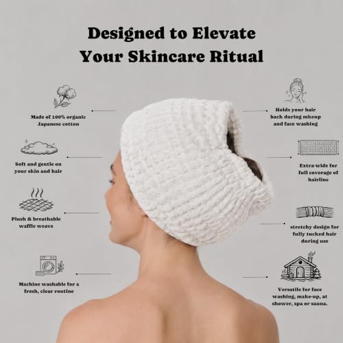 Luxury Organic Japanese Cotton Waffle Spa Headband - Image 2