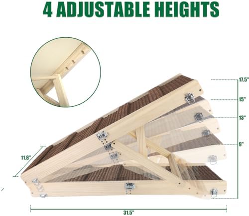 Okydoky Small Dog Ramp, Adjustable Portable Folding Wooden Pet Ramp, Adjustable - Image 4