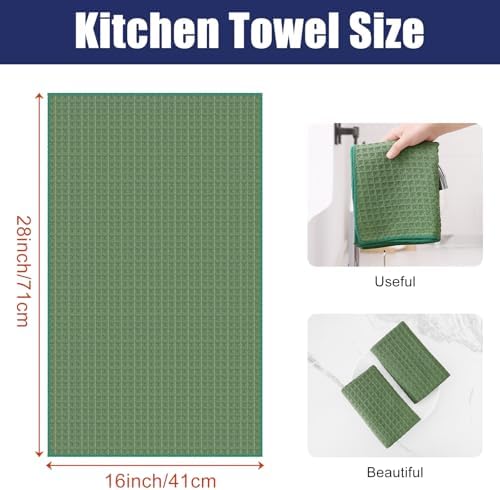 Homaxy Microfiber Waffle Weave Kitchen Towels, 6 Pack, Grass Green - Image 2