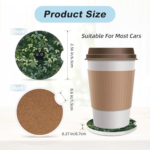 Cat in The Meadow Car Coasters for Cup Holders, 2 Pack Car Cup Holder Coasters - Image 3