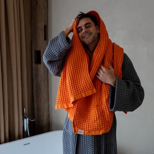 Luxury Organic Japanese Cotton Waffle Bath Towel | Thick, Quick Dry Bathroom - Image 3