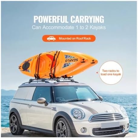 Kayak Roof Rack 2 Pairs J-Bar Soft Roof Rack Quick Folding Top Mount Tie Down - Image 4