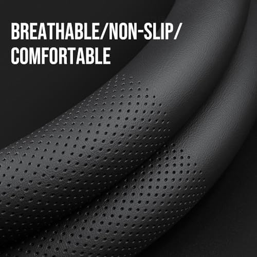 Carodi Leather car Steering Wheel Cover, Ultra-Thin, Comfortable, Breathable - Image 2