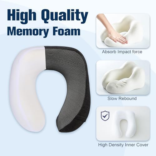 Cirorld Neck Pillow for Traveling, Travel Pillows for Airplanes Snow Black - Image 4
