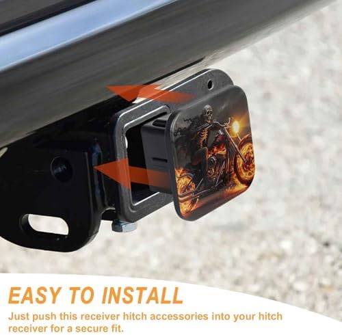 Skull Motorcycle Flames Tow Hitch Covers Heavy Duty Rubber Trailer Hitch Cover - Image 4