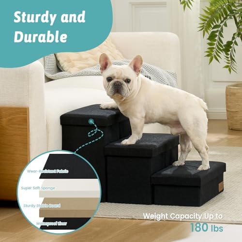COZY KISS Dog Stairs with Storage, 16.7" H Wider Dog Steps - Image 5