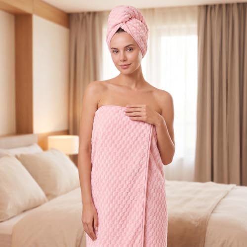 REDKISS Charcoal Gray Pink Microfiber Bath Towels Large, 2 Pack - Image 6